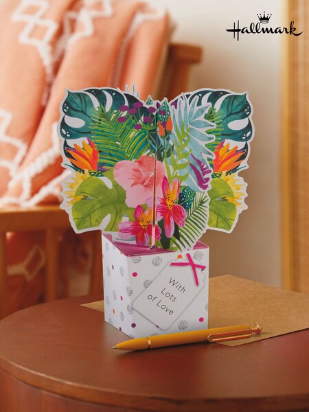 Hallmark Green and Pink Pop Up Mother's Day Card 3D Tropical Flowers (N98496) | £4.50