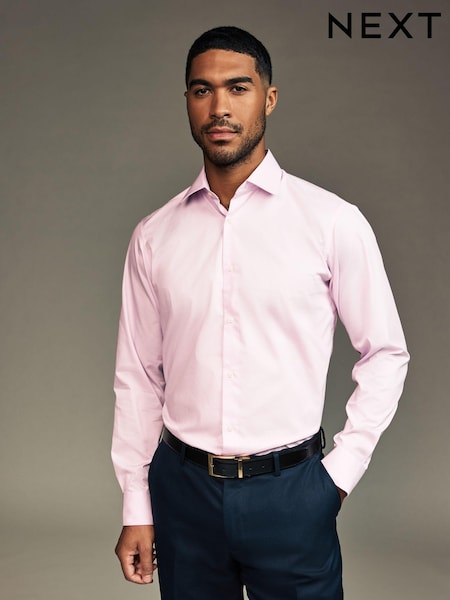 Pink Regular Fit Single Cuff Easy Care Twill Shirt (N99181) | £26