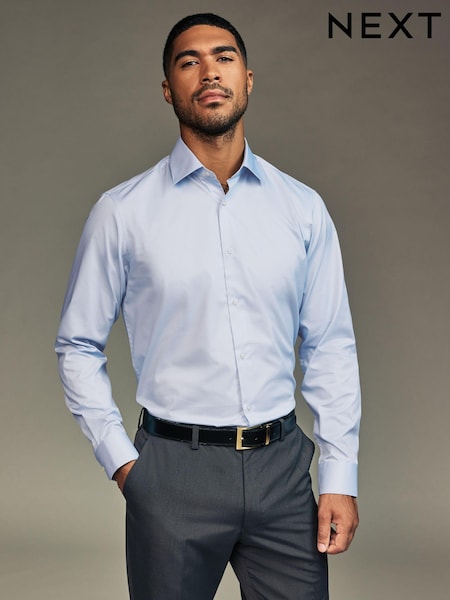 Light Blue Regular Fit Single Cuff Easy Care Twill Shirt (N99217) | £26