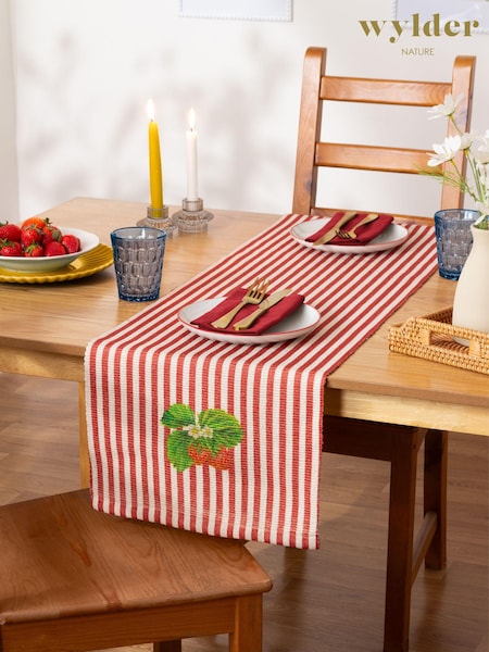 Wylder Candy Cane Strawberry Stripes 180x35cm Table Runner (N99539) | £14