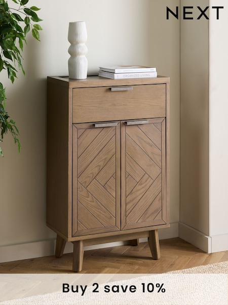 Natural Tetbury Solid Oak and Veneer Space Saving Small Slim Sideboard (N99958) | £350