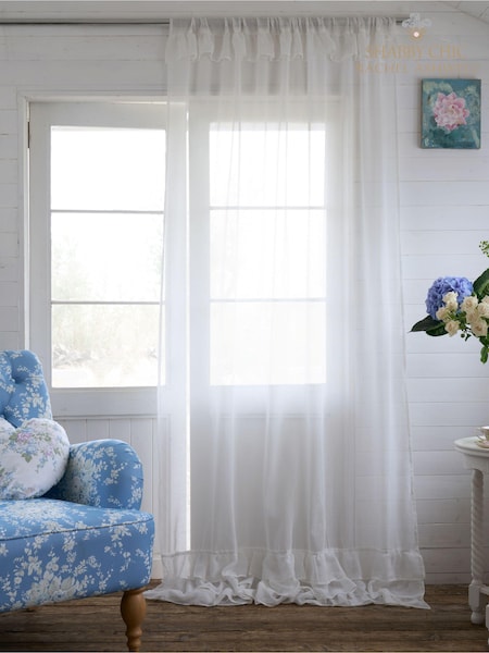 Shabby Chic by Rachel Ashwell® White Sheer Panel Ruffle Voile (NP4133) | £25 - £35