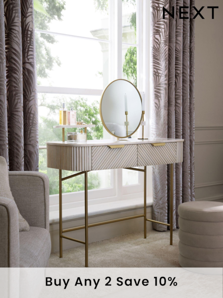 Light Grey Valencia 2 Drawer Solid Mango Wood Dressing Table (NRN485) | £675