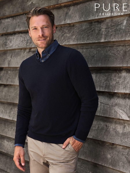 Pure Collection 100% Cashmere V-Neck Jumper (NRZ966) | £155