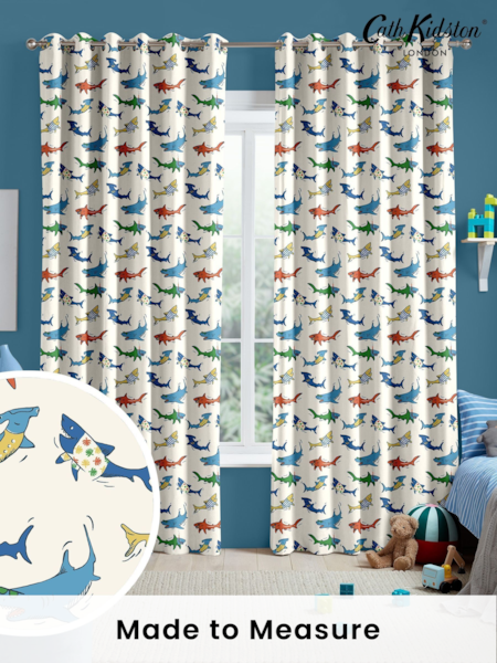 Cath Kidston Cream Kids Summer Sharks Made To Measure 100% Cotton Curtains (NVT955) | £82