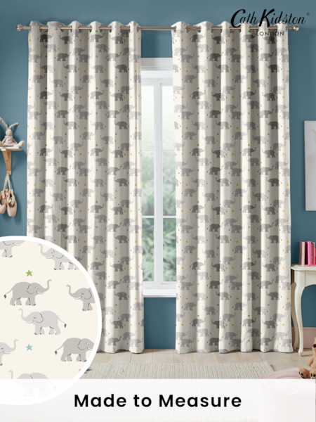 Cath Kidston Cream Kids Elephants Made To Measure 100% Cotton Curtains (NVU400) | £82