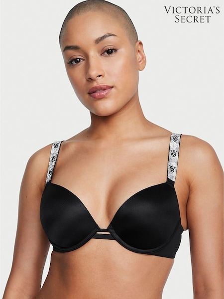 Victoria's Secret Black Monogram Push Up Shine Strap Bra (P22727) | £59