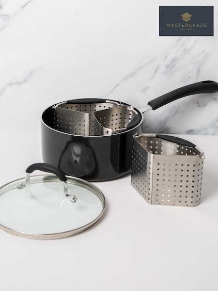Masterclass Set Of 4 Saucepan With 3 Divider Baskets