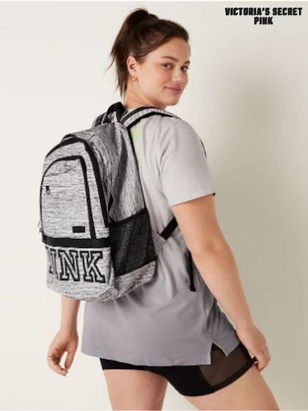 Victoria's Secret PINK Jet Lag Heather Grey College Backpack (P28721) | £45