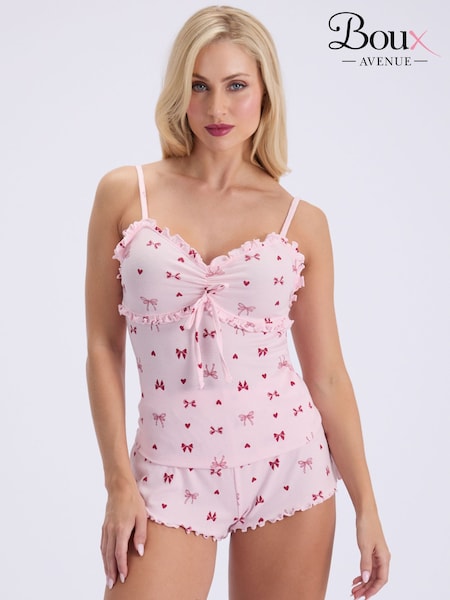 Pink - Boux Avenue Bow Rib Short Pyjamas Set