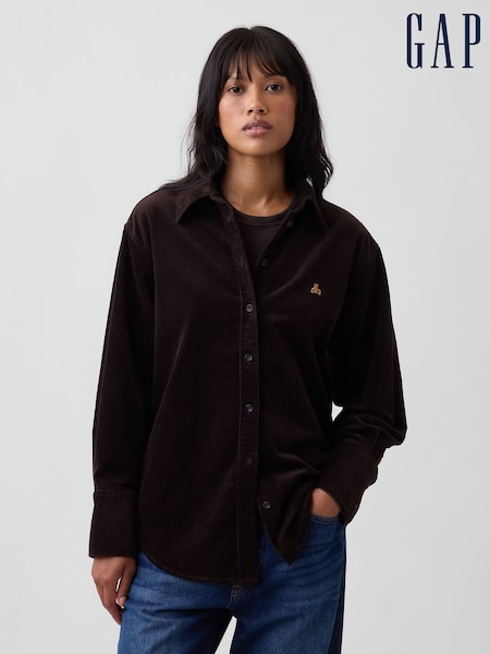 Dark Brown - Gap Corduroy Oversized Shirt