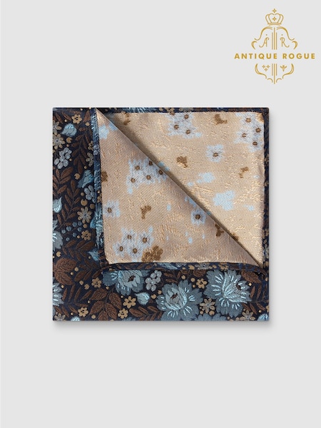 Black - Regular Antique Rogue Winter Floral Pocket Square
