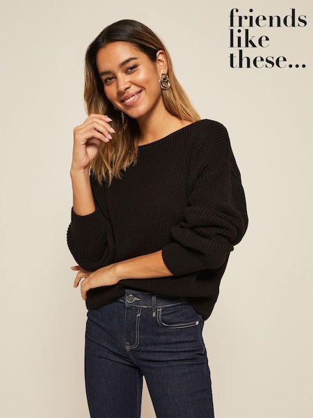 Friends Like These Black Slash Neck Jumper (P58587) | £34