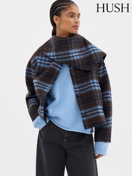 Brown - Hush Rix Double Faced Wool Check Jacket