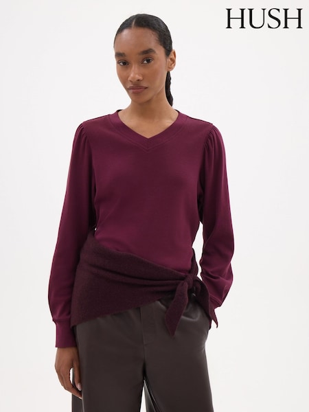 Red - Hush Emily V-neck Puff Sleeve Top