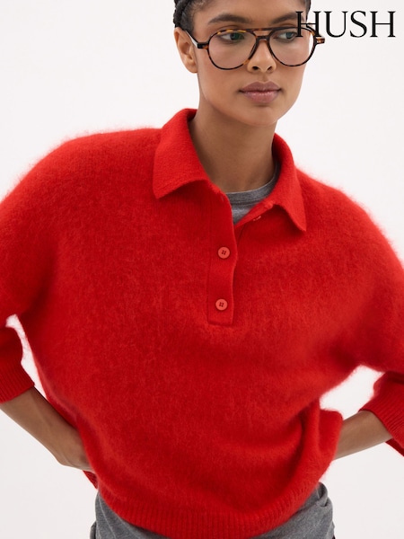 Red - Hush Ziggy Brushed Wool Polo T-shirt