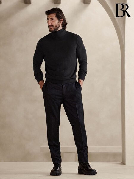 Banana Republic Black Merino Wool Turtleneck Jumper (P84915) | £66