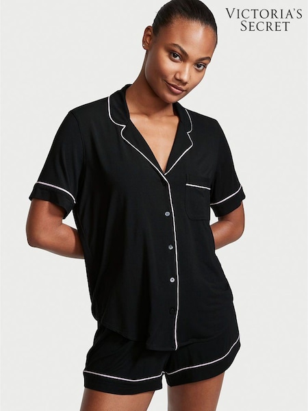 Victoria's Secret Black with Pink Piping Modal Short Pyjama Set (Q06672) | £55