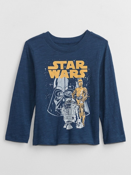Gap Navy Blue Star Wars Long Sleeve Crew Neck Graphic T-Shirt (Q09121) | £8