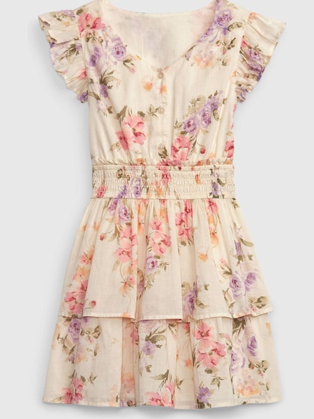 Gap Cream LoveShackFancy Floral Flutter Sleeve Mini Dress (Q15485) | £8