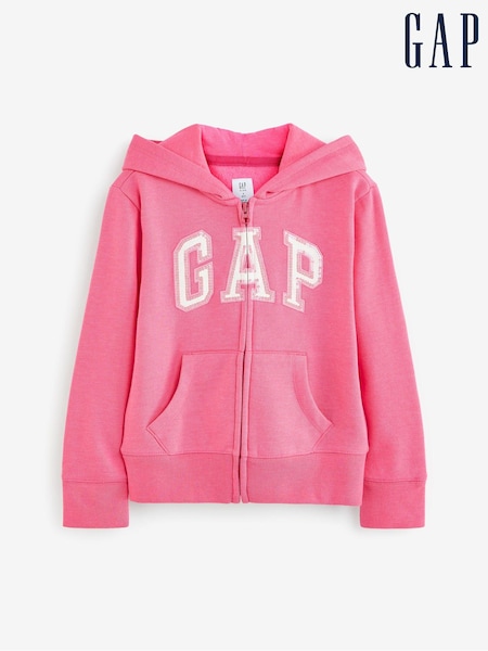 Gap Pink Logo Zip Through Hoodie (4-13yrs) (Q16554) | £25