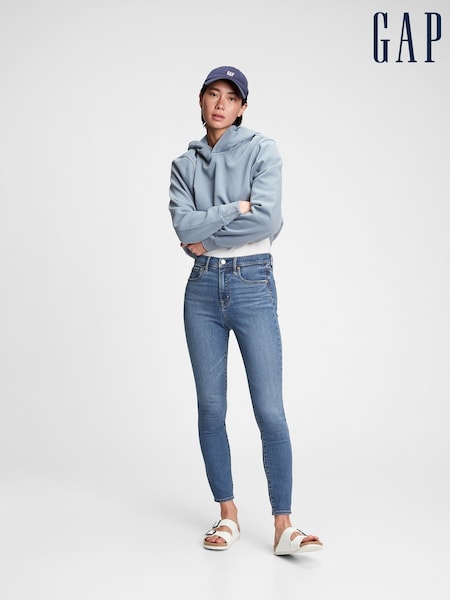 Gap Mid Indigo Blue High Waisted Classic Stretch True Skinny Jeans (Q18840) | £38