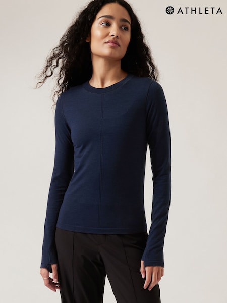 Athleta Navy Blue Ascent Seamless Top (Q18875) | £85