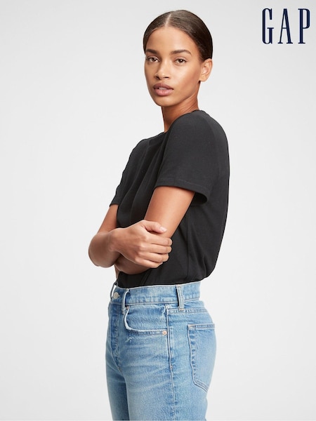 Gap Black Vintage 100% Organic Cotton Crew Neck Short Sleeve T-Shirt (Q27192) | £18