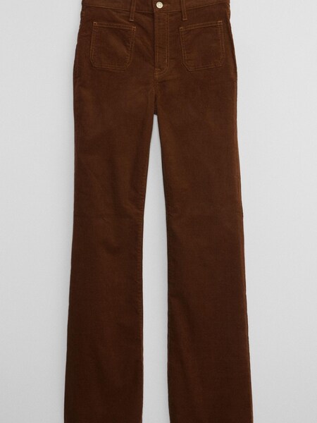 Gap Brown High Rise 70s Flare Corduroy Trousers with Washwell (Q28370) | £11
