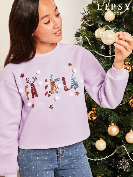 Lipsy Purple Christmas Sweatshirt (Q35468) | £15 - £19.50
