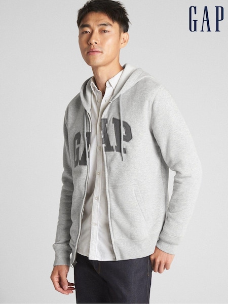 Gap Grey Zip Up Arch Logo Hoodie (Q35935) | £40