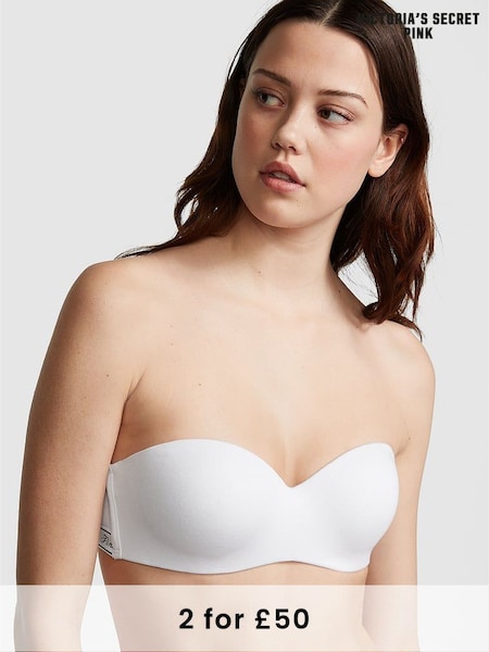 Victoria's Secret PINK White Logo Strapless Multiway Push Up Push Up Bra (Q43513) | £29
