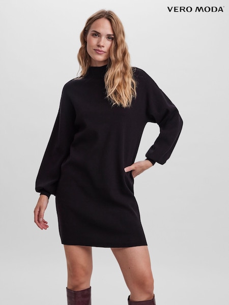 VERO MODA Black Puff Sleeve Jumper Dress (Q43842) | £42