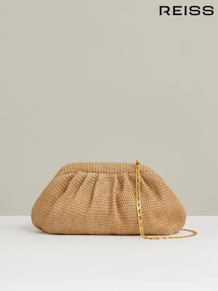 Reiss Natural Gia Raffia Clutch Bag (Q44398) | £98