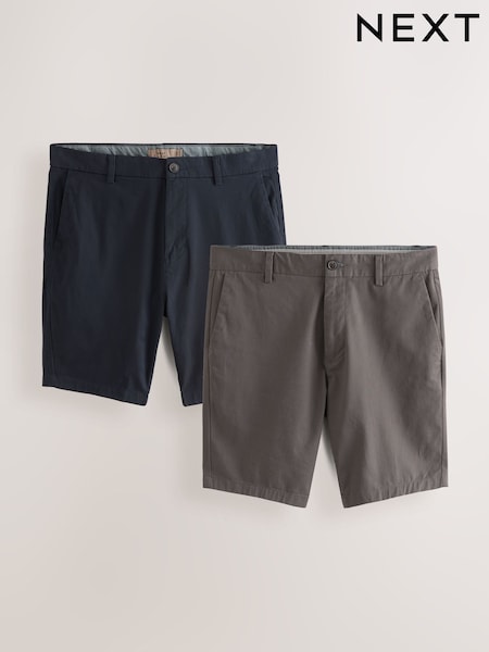 Navy/Charcoal Skinny Fit Stretch Chino Shorts 2 Pack (Q44715) | £38