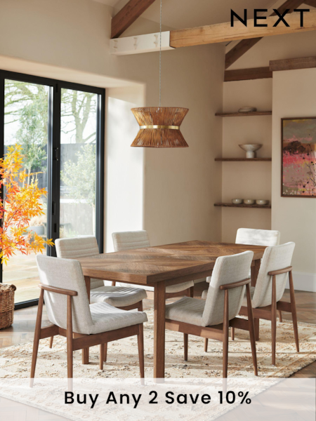 Dark Natural Hayford Oak Effect Extending 6 to 8 Seater Dining Table (Q44763) | £599