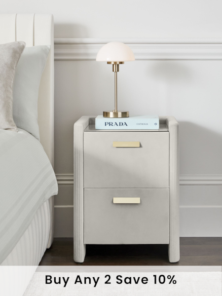 Soft Velvet Light Grey Soft Velvet Scarlett Upholstered Bedside Table (Q46027) | £199