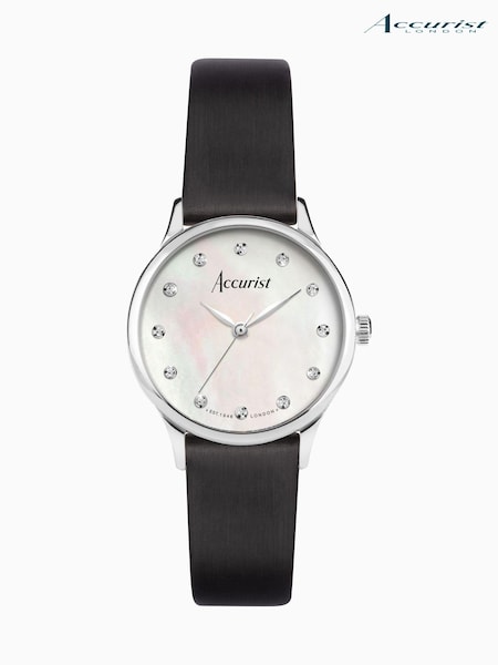 Accurist Ladies Dress Leather Strap 28mm Black Watch (Q47017) | £89