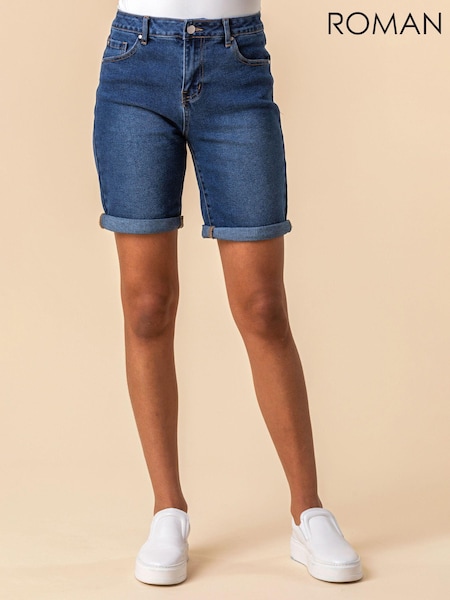 Roman Blue Turned Hem Denim Shorts (Q47806) | £32
