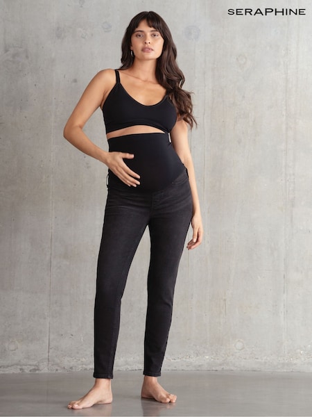 Seraphine Skinny Overbump Black Maternity Jeans (Q48024) | £55