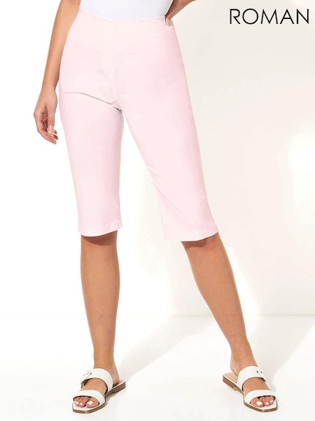 Roman Light Pink Knee Length Stretch Shorts (Q48247) | £32