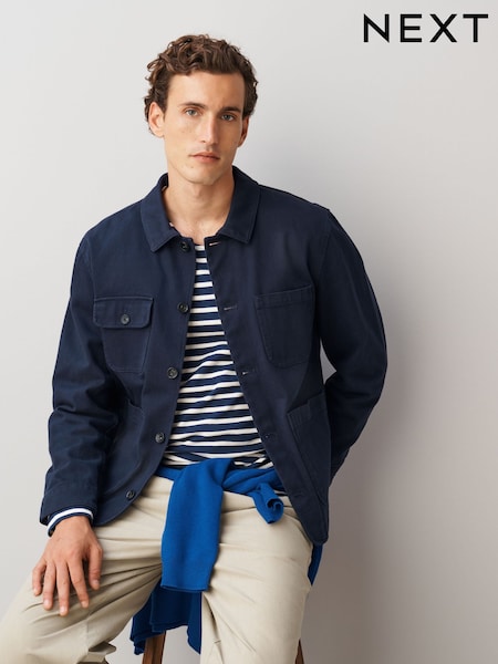 Navy Blue - Regular Garment Dyed Chore Jacket