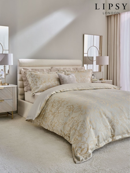 Lipsy Champagne Paige Jacquard Duvet Cover and Pillowcase Set (Q48601) | £55 - £90