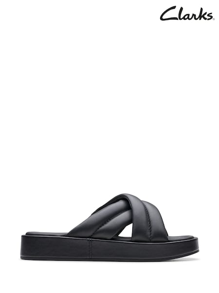 Clarks Black Leather Alda Glide Sandals (Q49421) | £75