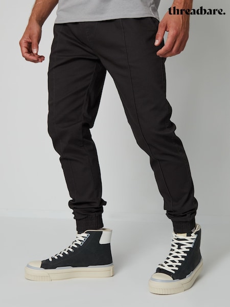 Threadbare Black Slim Fit Cuffed Casual Trousers With Stretch (Q49556) | £30
