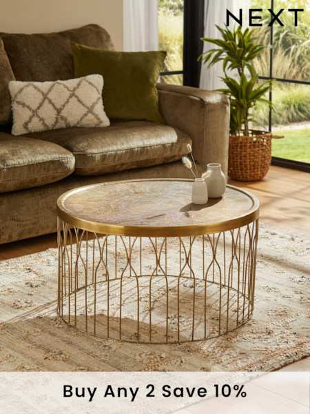 Brass Metal Patterned Coffee Table (Q50697) | £325