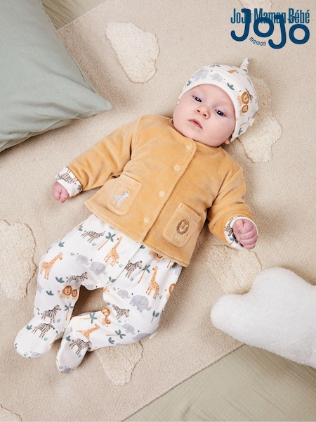 JoJo Maman Bébé Cream Safari Print Baby Hat (Q50728) | £3
