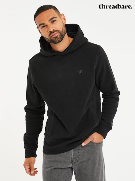 Threadbare Black Microfleece Overhead Hoodie (Q50954) | £20