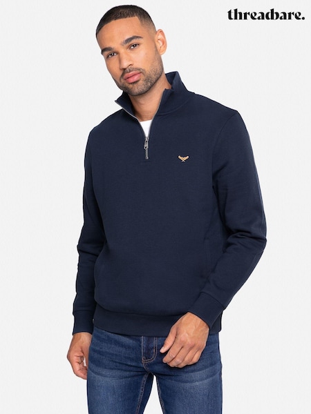 Threadbare Navy Quarter Zip Neck Sweatshirt (Q50966) | £22