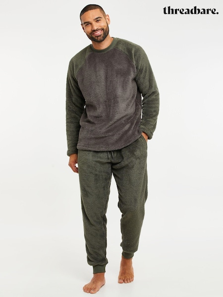 Threadbare Green Cosy Borg Loungewear Set (Q51279) | £32